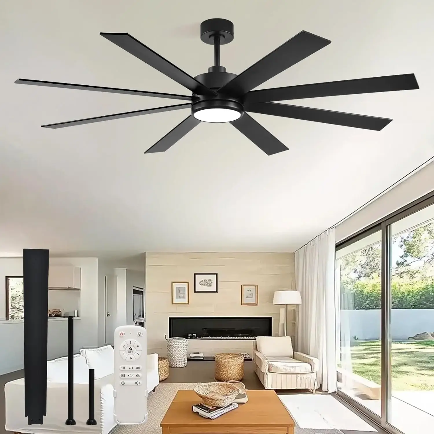 Transform Your Space: The 72 Inch Black Ceiling Fan with LED Light